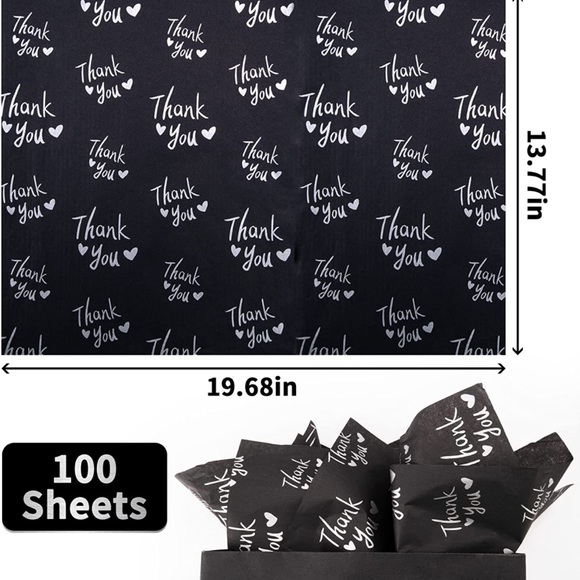 100 Thank You Tissue Paper Sheets, 20x14 PRICE IS FIRM - Picture 6 of 8